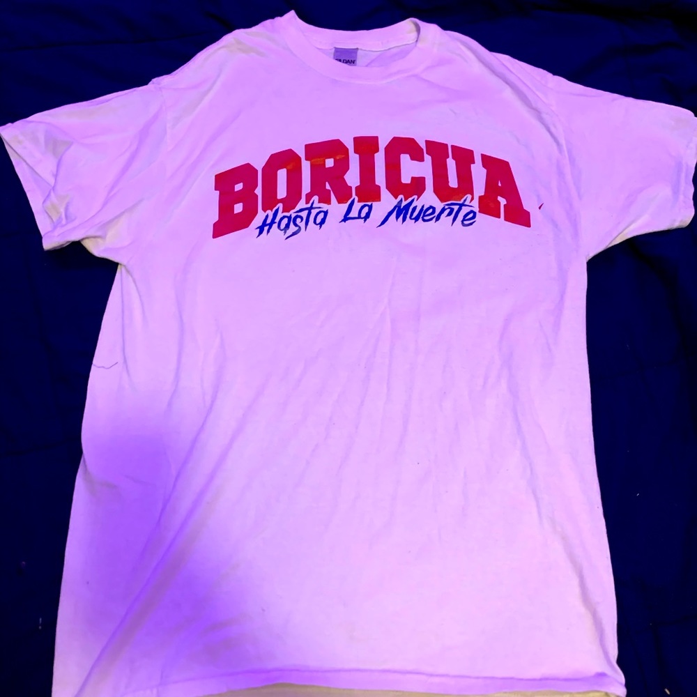 Boricua white tee shirt